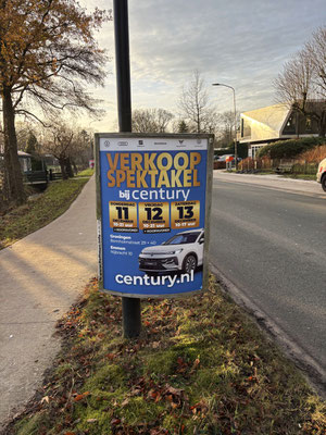 Buitenreclame voor Automotive Sales Event bij Century, officieel merkdealer van Volkswagen, Audi, SEAT, Škoda en Volkswagen Bedrijfswagens - 11-12-13 december 2025 - 75 verkochte auto's in 3 dagen