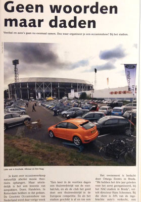 In de media: Automotive Sales Event - redactioneel artikel in vakkblad 'Automotive' m.b.t. het Automotive Sales Event bij het Feyenoord Stadion in Rotterdam - gezamenlijke Rotterdamse dealers - 215 verkochte auto's in 1 weekend