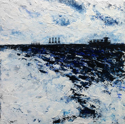 Elbe ll, 50 x 50 cm, Acryl/ Mischtechnik (verkauft)
