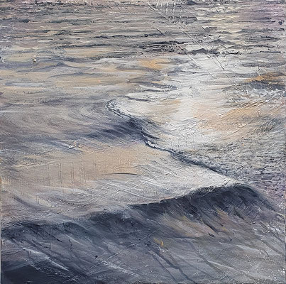 Elbewasser I, 50 x 50, Acryl/ Mischtechnik