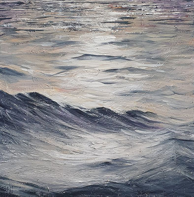 Elbewasser II, 50 x 50, Acryl/ Mischtechnik