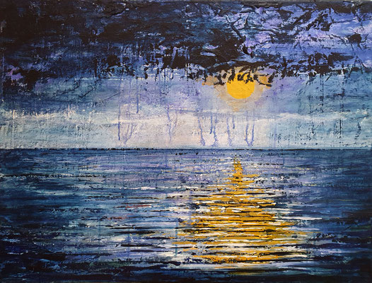 Dunkle Sonne, 80 x 60, Acryl/ Mischtechnik