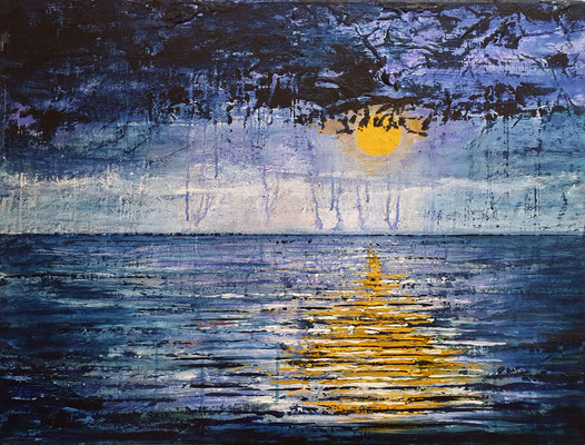 Dunkle Sonne, 80 x 60, Acryl/ Mischtechnik