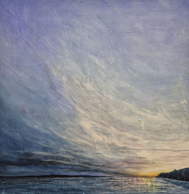 Elbe Abendlicht, 60 x 60, Acryl