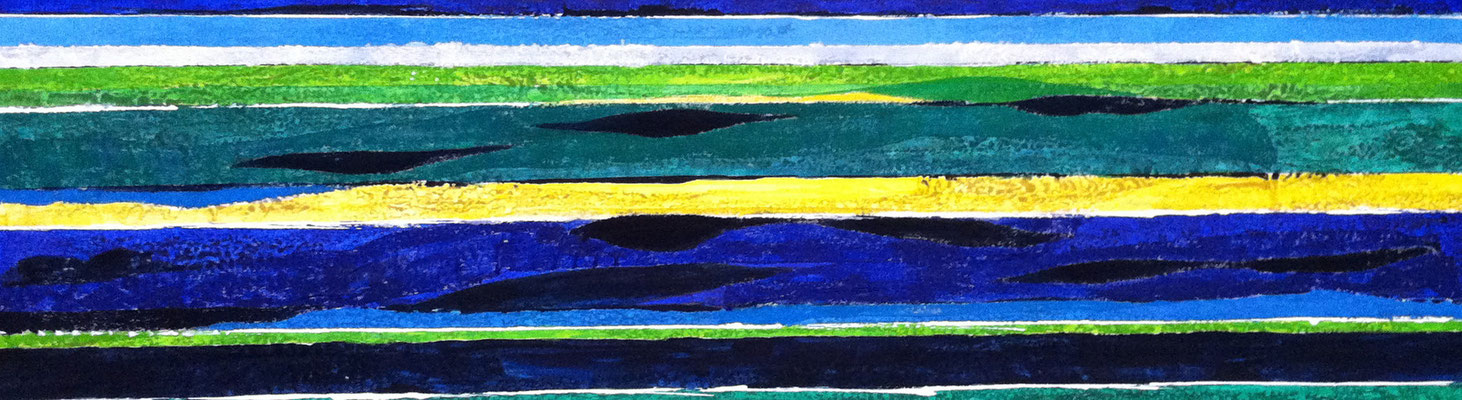 Ruhiges Meer, 140 x 40 cm, Acryl/ Mischtechnik