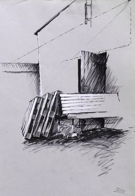 Vitte Hafen, Hiddensee, 40 x 60 cm, Zeichnung Papier