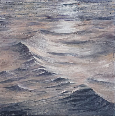 Elbewasser III, 50 x 50, Acryl/ Mischtechnik