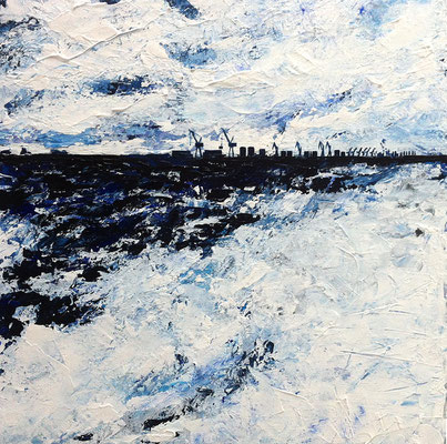Elbe lV, 50 x 50 cm, Acryl/ Mischtechnik (verkauft)