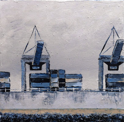 Ladung löschen, 40 x 40 cm, Acryl/ Mischtechnik (verkauft)