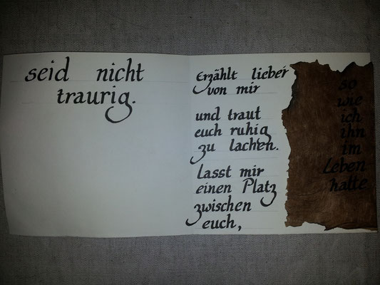 Kalligraphie "Trauerkarte"