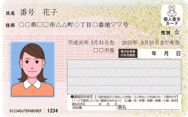 マイナンバーカード（表面）