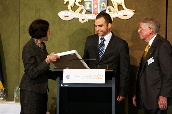 Clary Castrission receiving the Tom Harvey Award in 2009