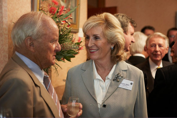 Suzanne Blake (right) chats with a guest at the Commonwealth Day lunch