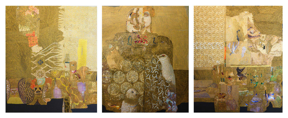 Triptychon - ohne Titel - 2014 / Collage,Acryl,Öl auf Leinwand je 120x100