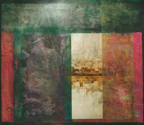 Atlantis 1995 / Collage, Farbstift auf Papier - 70x80cm