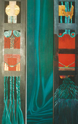 Triptychon 1995 / Collage, Acryl au Leinwand, je 168 x33