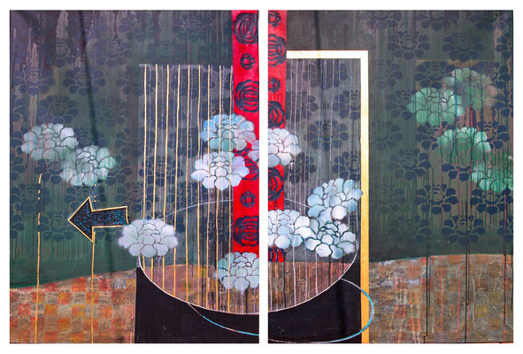 Diptychon - Paradies 2010 / Collage, Acryl auf Leinwand, je 120x100cm