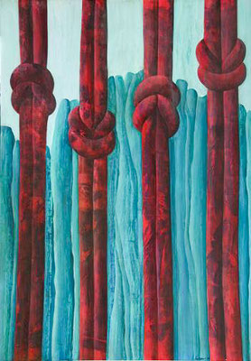 Knoten 2007 / Acryl, Kreide auf Pavatex - 128x90 cm.