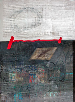 Fundort,1998 / Acryl,Öl,Kreide auf Leinwand, 200x150 cm
