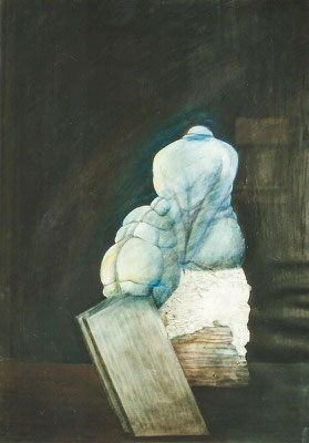 o.T. 1995 / Aquarell, Acryl, Farbstift, Collage auf Papier - 48x42 cm