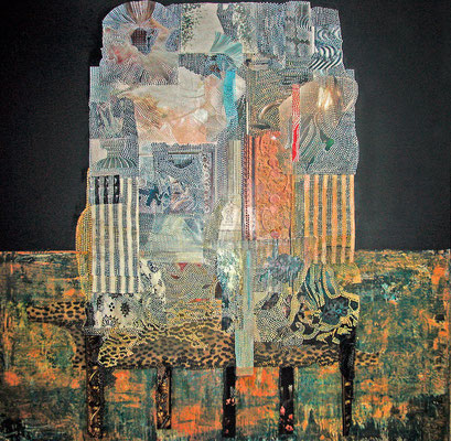 Trésor 2007 / Collage, Acryl auf Leinwand, 120x120cm