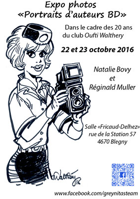 Natalie Bovy - Reginald Muller -  Exposition de photographies d'auteurs de BD dans le cadre du club Oufti les amis de Francois Walthéry