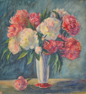 Pfingsrosen, Otto Eberhardt, 1949, Aquarell, Papier, 43x47cm, ID1517