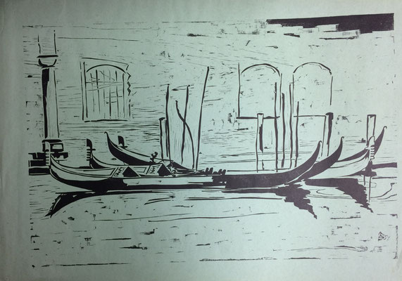 Venedig, Otto Eberhardt, 1951, Linoliumschnitt, Papier, 63x42, ID1255