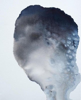 Salt loving and ultrafast growing living thing 4 2022 Tusche auf Leinwand 24x18cm