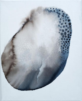 Salt loving and ultrafast growing living thing 6 2022 Tusche auf Leinwand 24x18cm