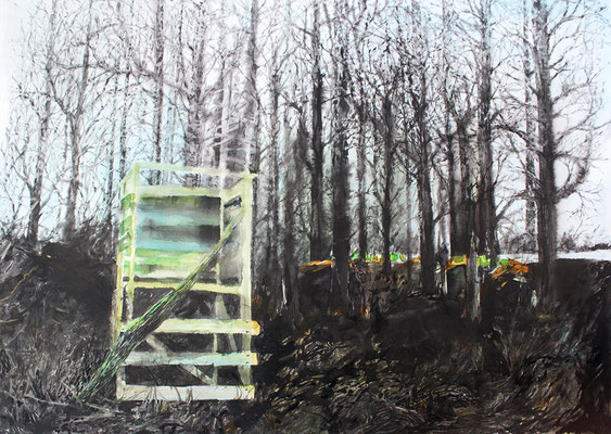 Hochsitz 2016 Tusche 70x90cm