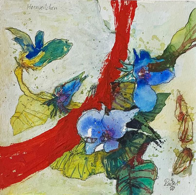 Hornveilchen, Aquarell, 2020, 25 x 25 cm