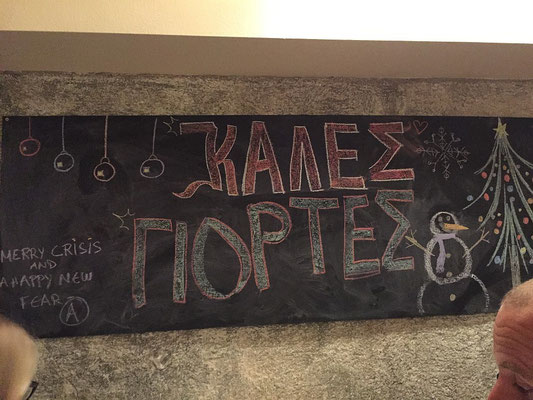 Merry Crisis and a happy new Fear. Bar Kontrabasso in Nafplio