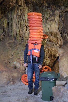 Waiting in the stalactite cave Pyrgos Dirou.