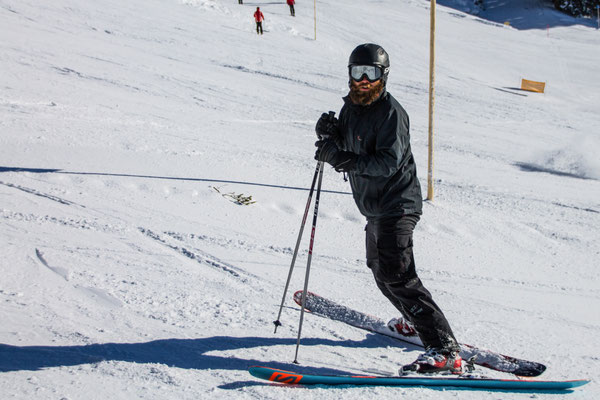 Nach dem ersten Tag ist Jörg wieder gut unterwegs mit den Ski,
