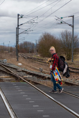 To cross the train routes it is better to carry the boards ;-P