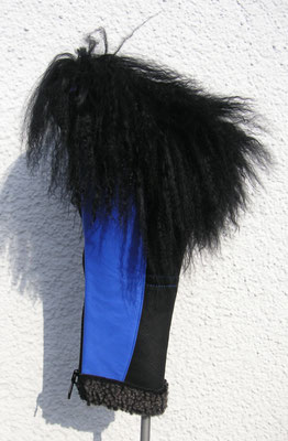 Golf Headcover Schwarz Blau aus Merinolammfell mit gefärbtem Tibetlamm