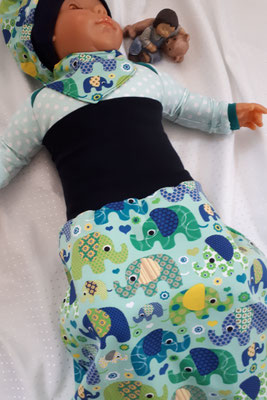 Wendepucksack Sommer, Innenseite farblich passender Streifen, Länge 47 cm,24,00 €, Best.-Nr. 23033