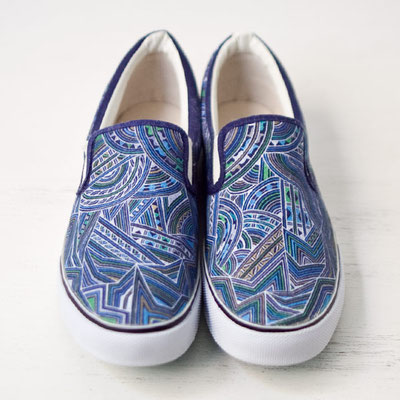 Apsu Hand drwing Shoes／Turquoise Blue Over Drive／JPY 26,000／オーダー可能