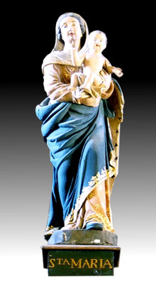 Vierge en bois polychrome du XVIIIe siècle, sculpteur anonyme