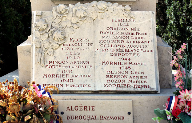 Plaque commémorative du Monument aux Morts d'Aranc