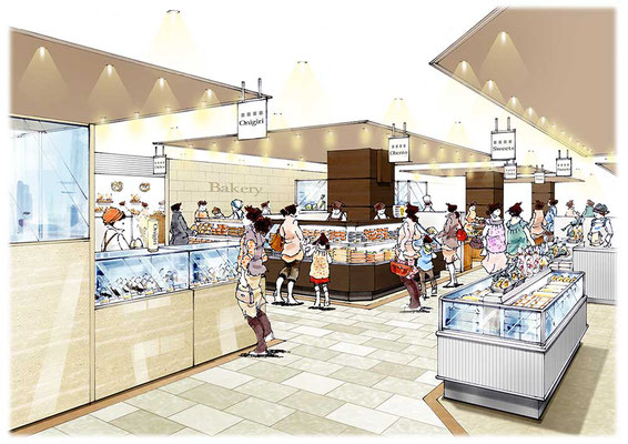 内装パース例 物販店 手描きパース制作承ります デザインワークスinoue