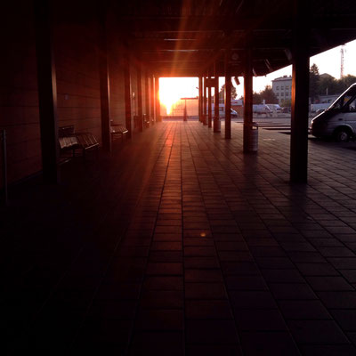 Busstation in Klaipeda, sunrise