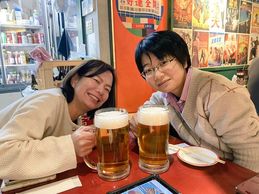 小春志琴鶴二人会　打上でデカジョッキ！