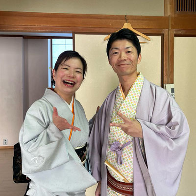 稲城寄席　お招きくださった可龍師匠と。可龍師匠SNSより拝借。