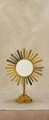 Jesús sacramentado. Óleo sobre tabla. 40x100cm.
