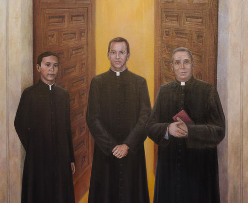 Retrato de don Melitón Morán, don Benjamín Sanz y Miguel Talavera. Fragmento. Óleo sobre lienzo. 162x114cm. Obra original. 
