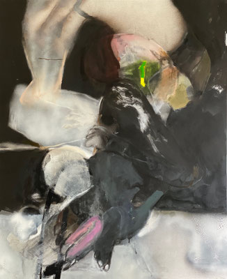 Licht im Hinterland  Öl, Acryl, Spraypaint auf Leinwand  110x90cm