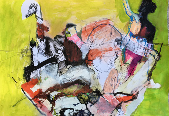 Superspreader  Öl, Acryl, Graphit auf Papier  41,5x59cm