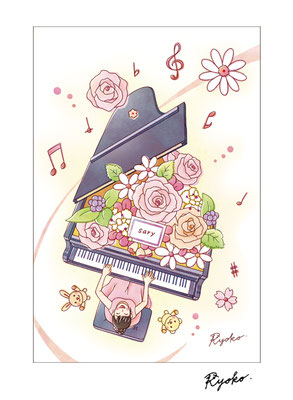音楽教室ポストカードの挿絵・デザイン